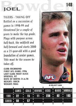 2000 Select AFL Millennium #148 Joel Bowden Back